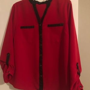 Red and Black Dress Blouse